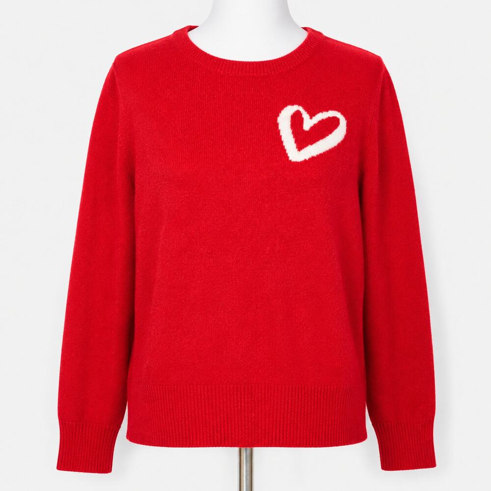 LOFT Red Heart Crewneck Sweater Women's Estimated Large L Long Sleeve